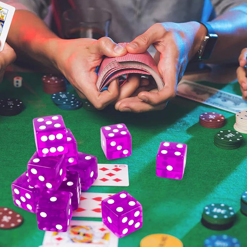 Abilat 12 Pieces 19mm Casino Dice Set Acrylic Translucent 6 Sided Game Dices Square Corner Dice for Casino Vegas Theme Birthday Party Supplies Board Games Table Games (Purple) - Image 4